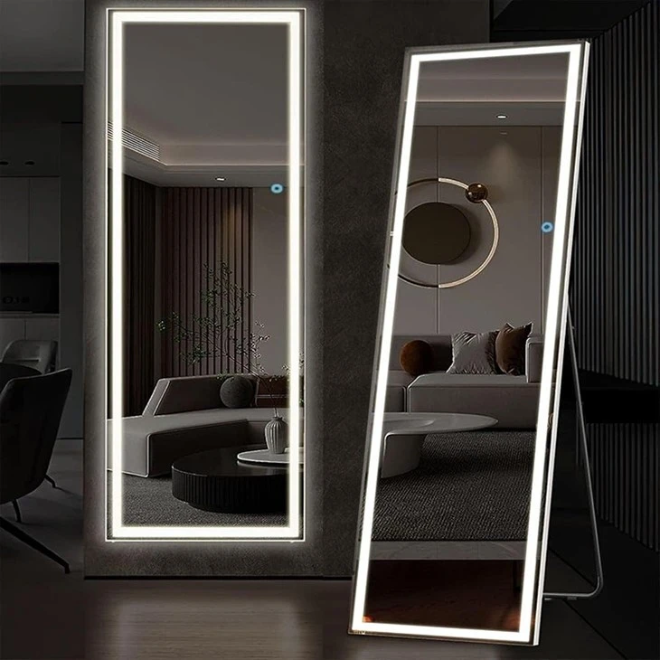 lighted dressing mirror with stand